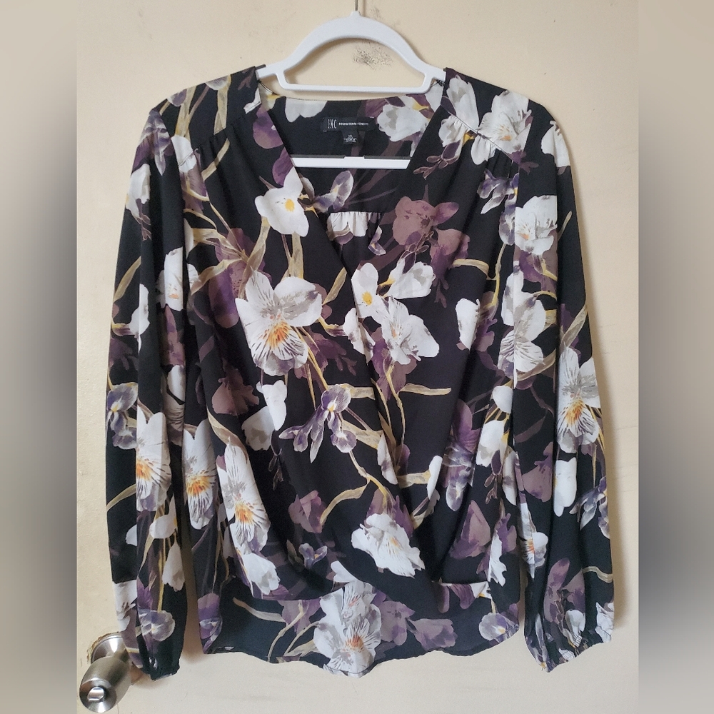 Floral blouse wrap front